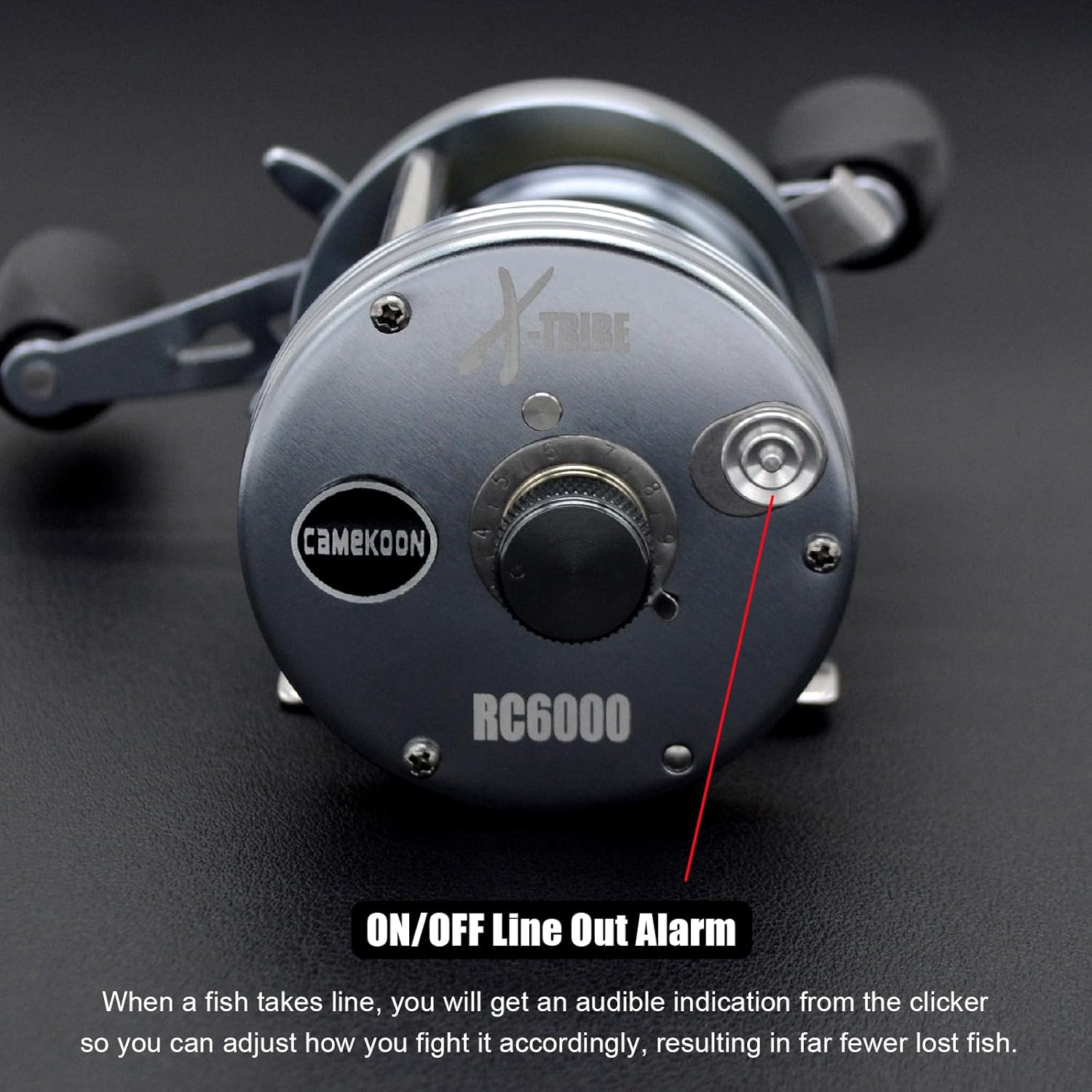 X-Tribe Round Baitcaster Fishing Reel, Centrifugal Braking System Casting Reel, Solid Brass Main and Pinion Gears, ON/Off Line Out Clicker, 4+1 Stainless Steel Ball Bearings, Double Grips
