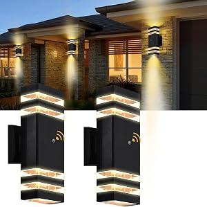 2 pack d'applique murale extérieure, luminaire de lumière chaude 3000K crépuscule à l'aube - éclairage extérieur en aluminium étanche IP65 pour porche, garage, patio (ampoules incluses)