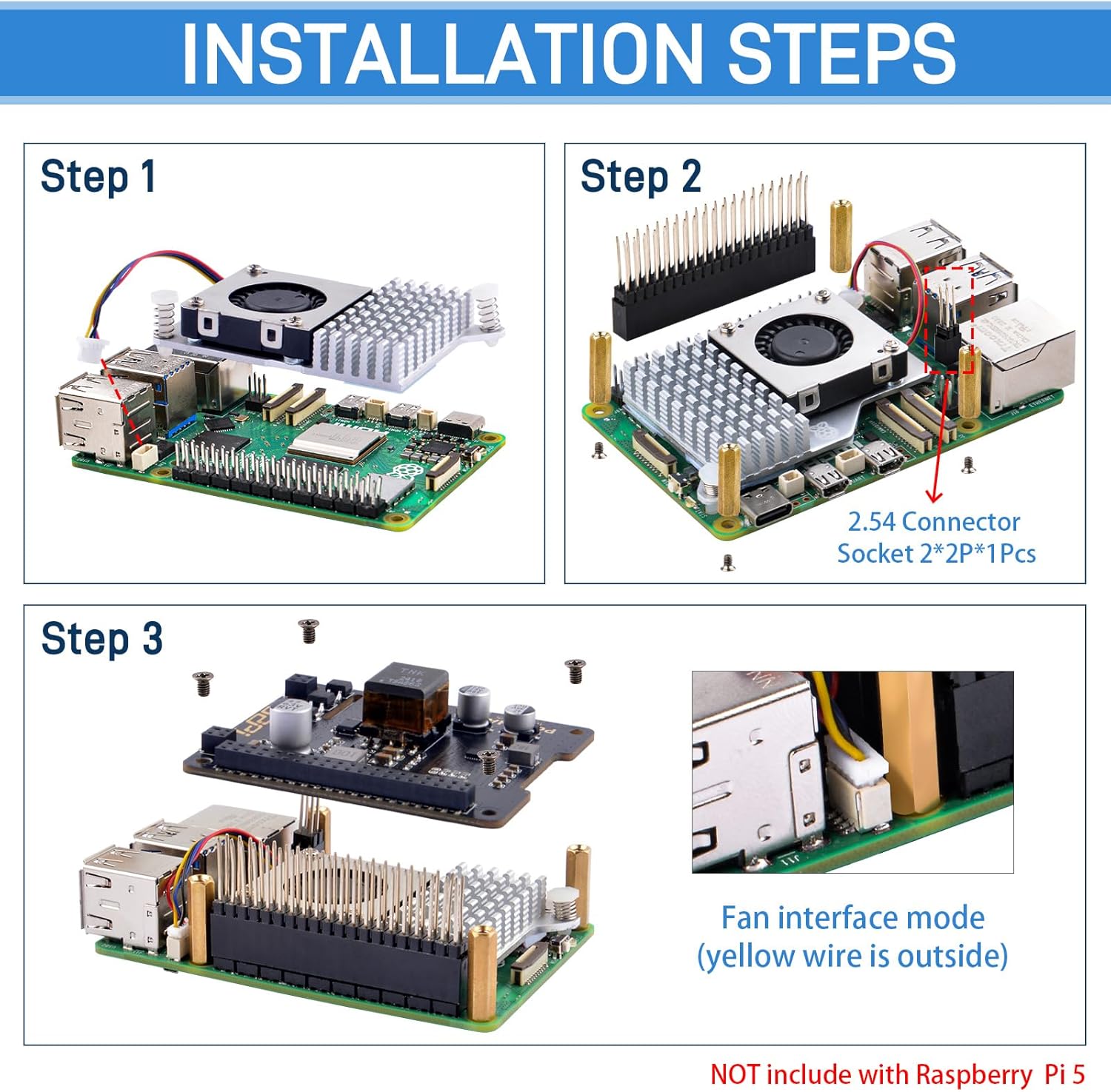 GeeekPi P30 PoE+ HAT for Raspberry Pi 5, with Official Pi 5 Active Cooler