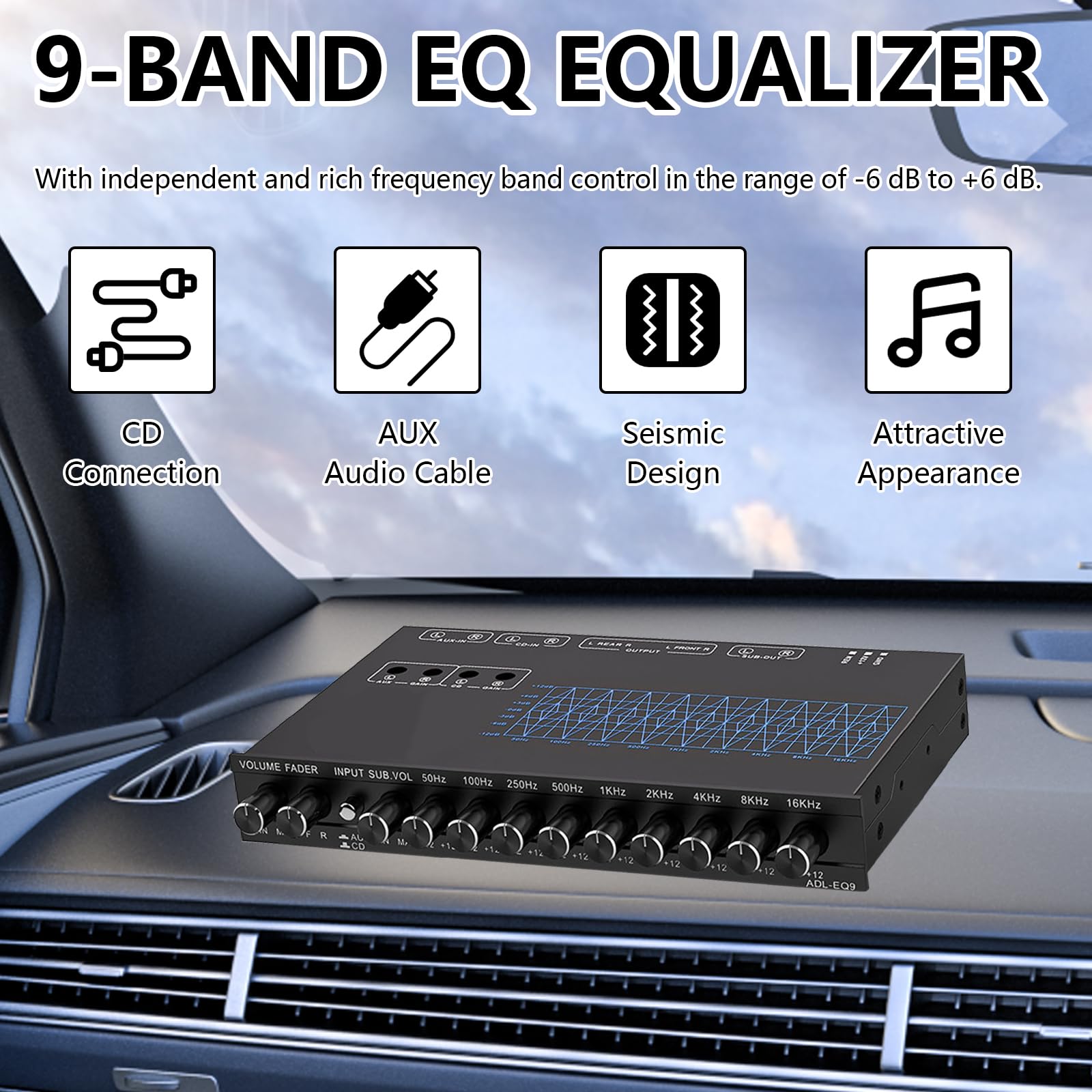 Aisny ADL-EQ9 Equalizzatore Audio HiFi 9 Bande Preamplificatore Stereo Professionale