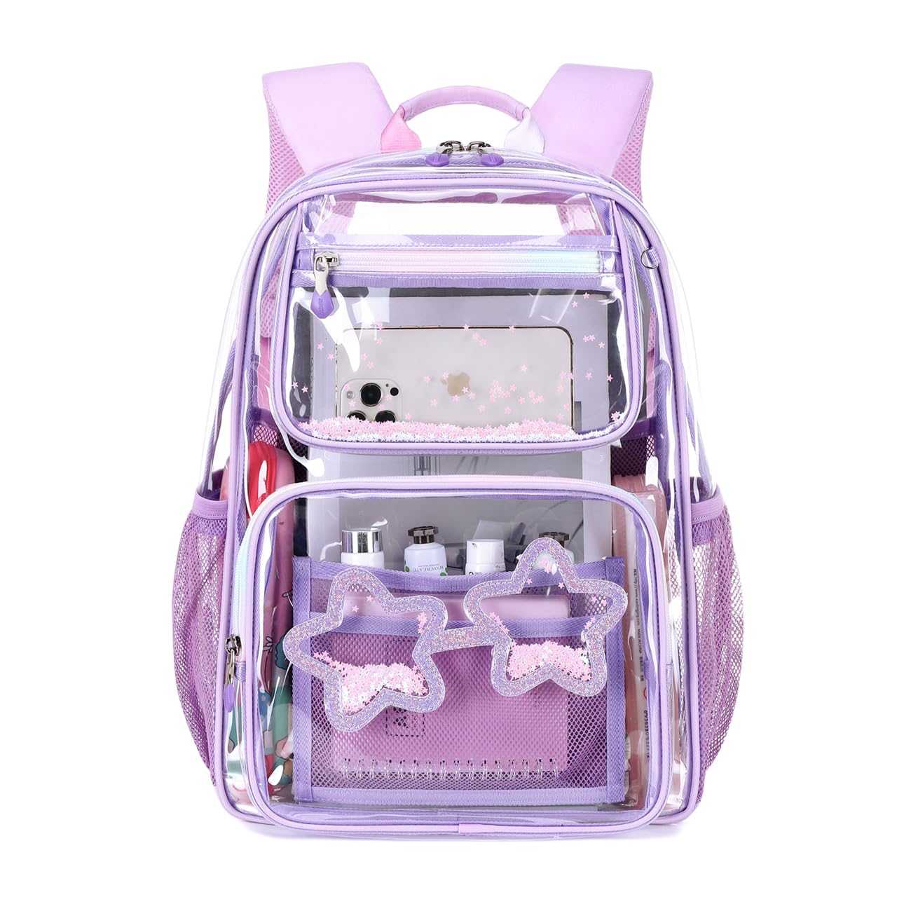 Cusangel Heavy Duty Clear Backpack For tenn Girls,Clear BookBag For 15Age+,16.5inch TPU Large Capacity See Through Backpack for Sport Events,Travel