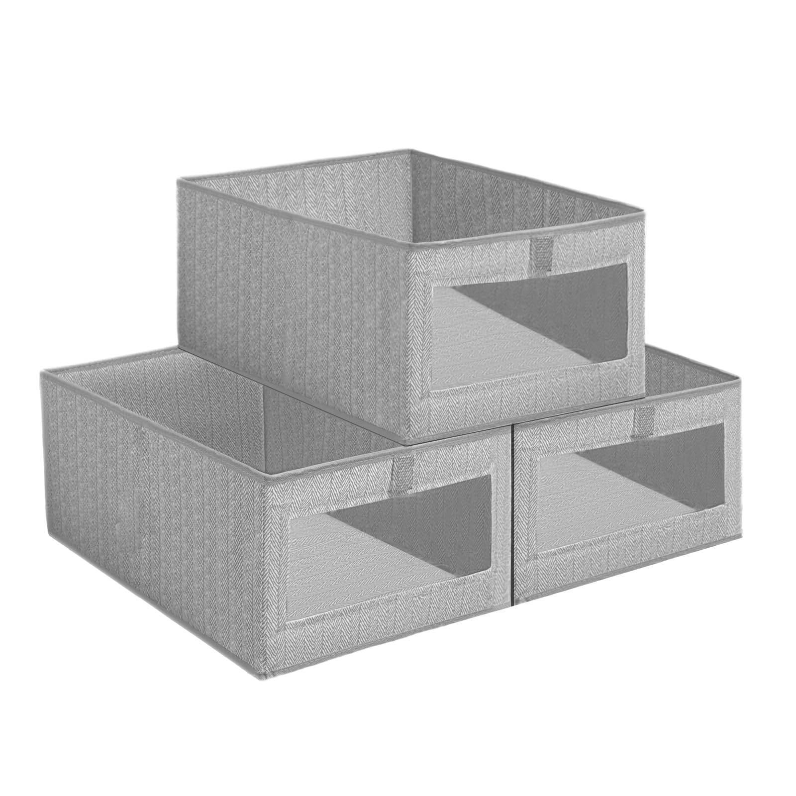 lompyeu Aufbewahrungsbox （40 x 30 x 19.5 cm）, Aufbewahrungsboxen Faltbar, Stoff Boxen Aufbewahrung mit Transparentem Sichtfenster，Organizer Kleiderschrank für Kleiderschrank, Kleidung