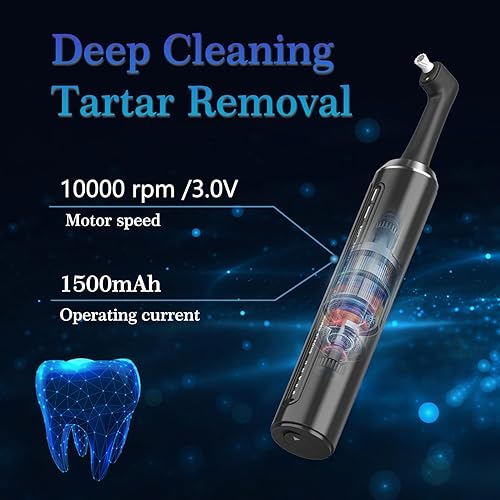 Miniatura 5 de Pratuor Kit de pulidor de dientes recargable para limpieza diaria, blanqueamiento y pulido, pulidor dental eléctrico con luz LED, 6 cabezales de