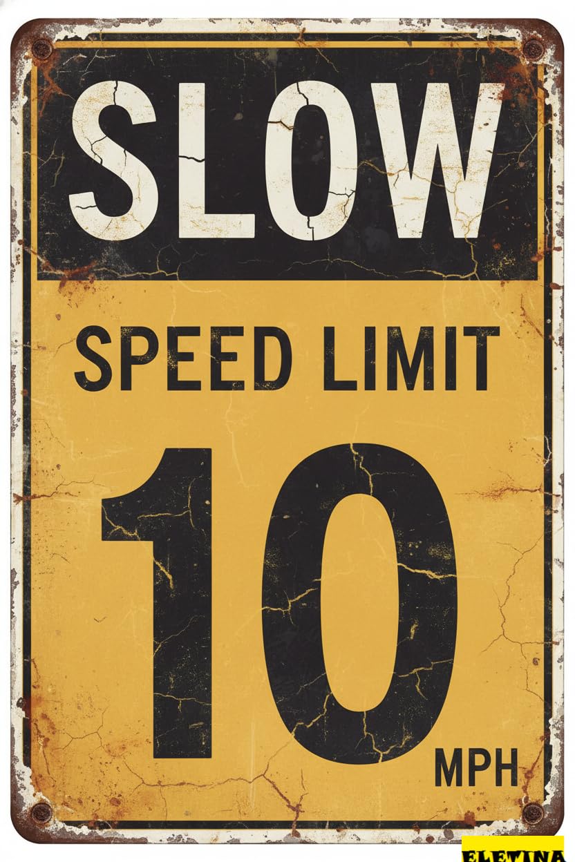 Speed Limit 10 MPH Traffic Tin Sign, 8x12 Inch