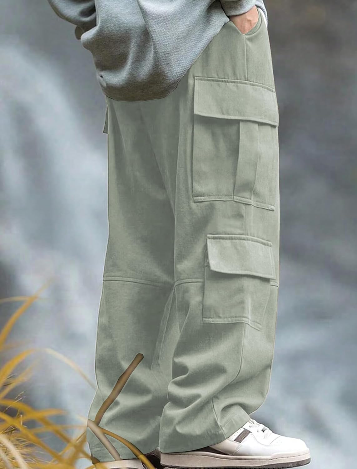 ZAFUL Mens Baggy Pants Y2K Contrast Piping Drawstring Sweatpants Fashion Unisex Oversized Cargo Pants for Men with Pockets - Image 2