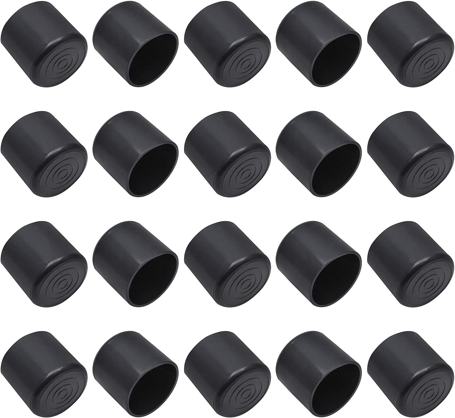 Bonsicoky 20Pcs Round Rubber Furniture Leg Caps 1"/25mm Vinyl Flexible Chair Leg Floor Protectors/Covers Plastic End Caps for Patio/Indoor Furniture Leg Caps Railing (Black)