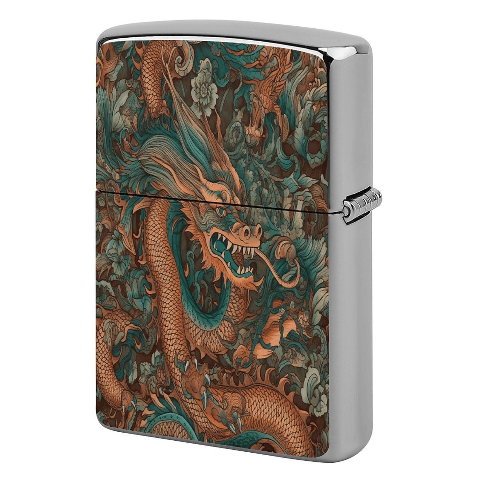 Fodpand Style Intricate Dragon Pattern Metal Lighter Case Cover Lighter Sleeve