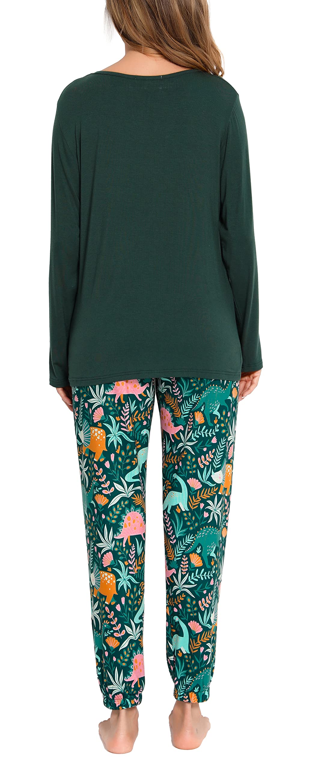 Lovasy Pigiama Donna Manica Lunga Pantaloni Lunghi Casual Scollo a V Top con Motivo a Pois Carino con Tasca Due Pezzi