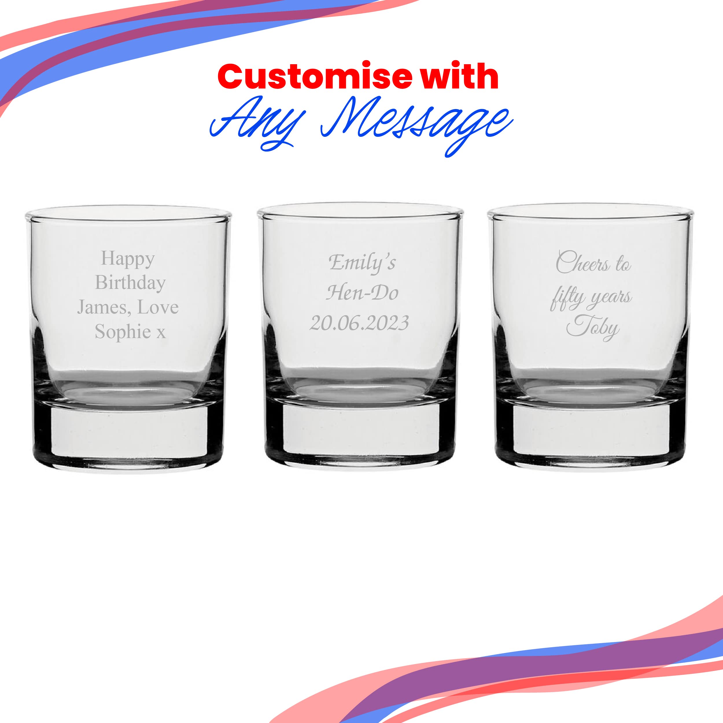 Verre à whisky personnalisable 229 ml avec gravure sur le côté - Pour toutes les occasions telles que les anniversaires, mariages, Noël, Pâques, obtention de diplôme