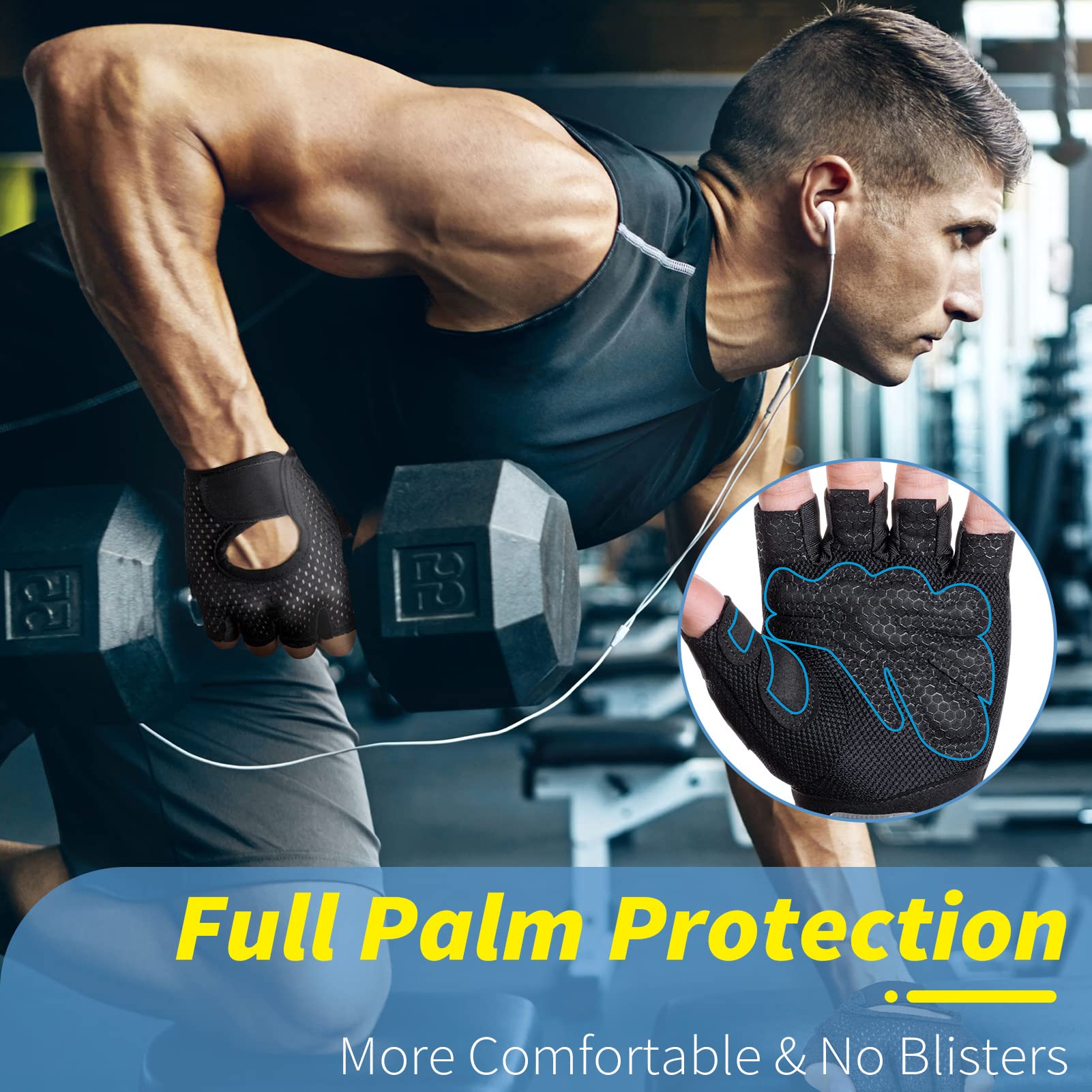 MELLIEX Guanti Palestra Professionale Nero Guanti Palestra Protezione Palmo Extra Grip Antiscivolo,Perfetti per Sollevamento Pesi, Bodybuilding, allenamento per Uomini e Donne