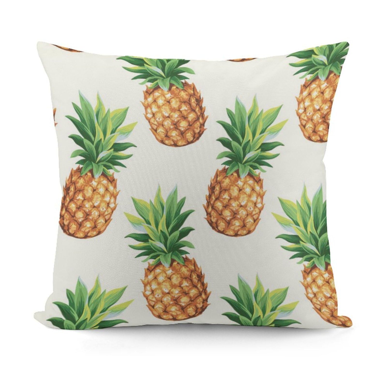 FekiLoot Pineapples Plush Cushion Covers, Double-Sided Throw Pillow Covers with Invisible Zipper, Comfortable Soft Square Cushion Cases for Sofa Bedroom Living Room 18x18 Inch (45x45cm)