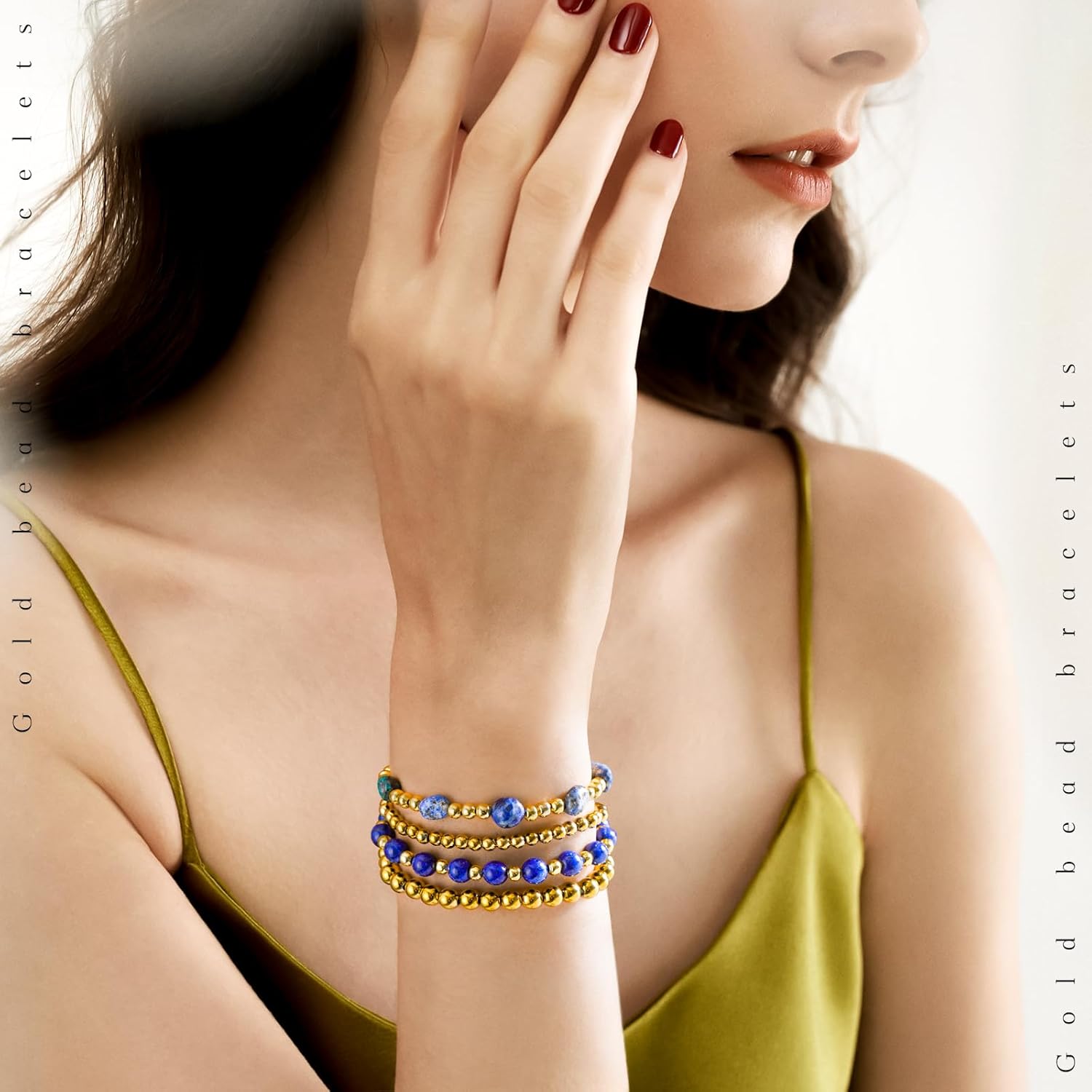 Gold Beaded Bracelets for Women Gold Bracelet Stack Natural Stone Bracelet Healing Crystal Bracelet Stretch Gemstone Bracelets - Image 5