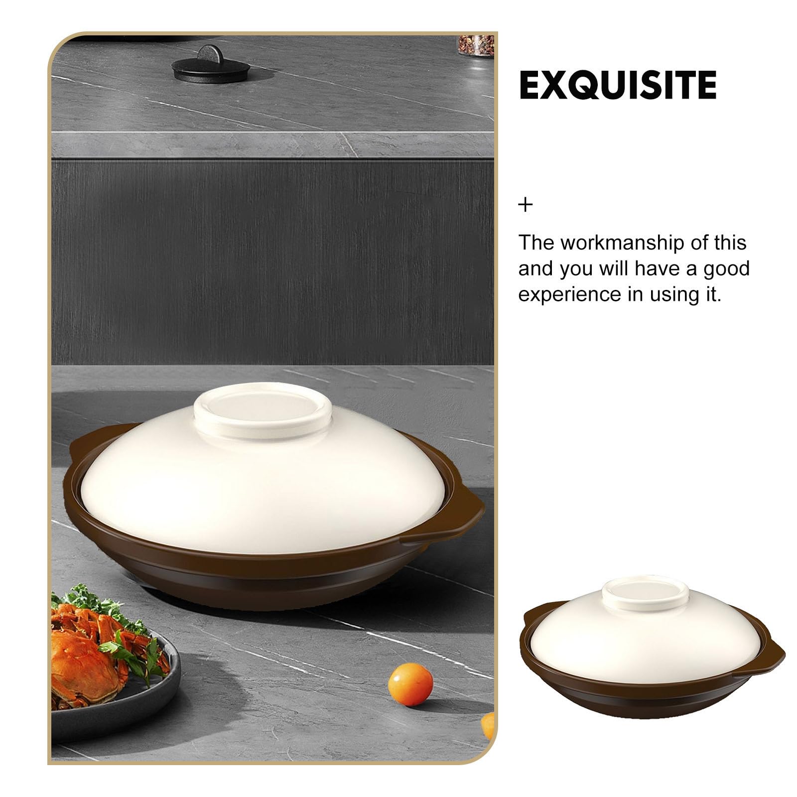 Pentola in Argilla da 1,4 Quart per Cucinare Riso e Zuppe con Distribuzione Uniforme del Calore e Facile da Pulire, Elegante e Decorativa per Ricette Asiatiche