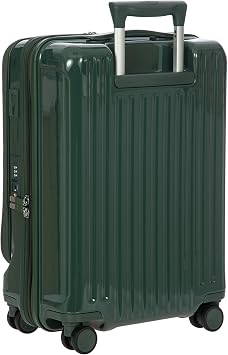 Bric's Positano Trolley Spinner - Carry-On Luggage with Built-In USB Port and Lock - Lightweight Suitcases Made From Durable Polycarbonate - Protector Cover Included - 21 Inch with Pocket, Emerald