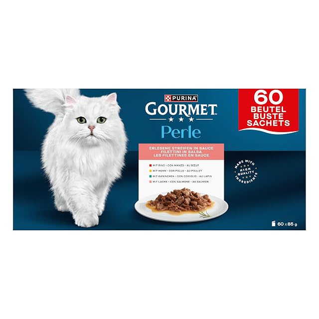 Foto 2 de 6 de Purina Gourmet Perle Delicias en Salsa, Comida Húmeda para Gato con Pollo y Buey, 60 sobres de 85g