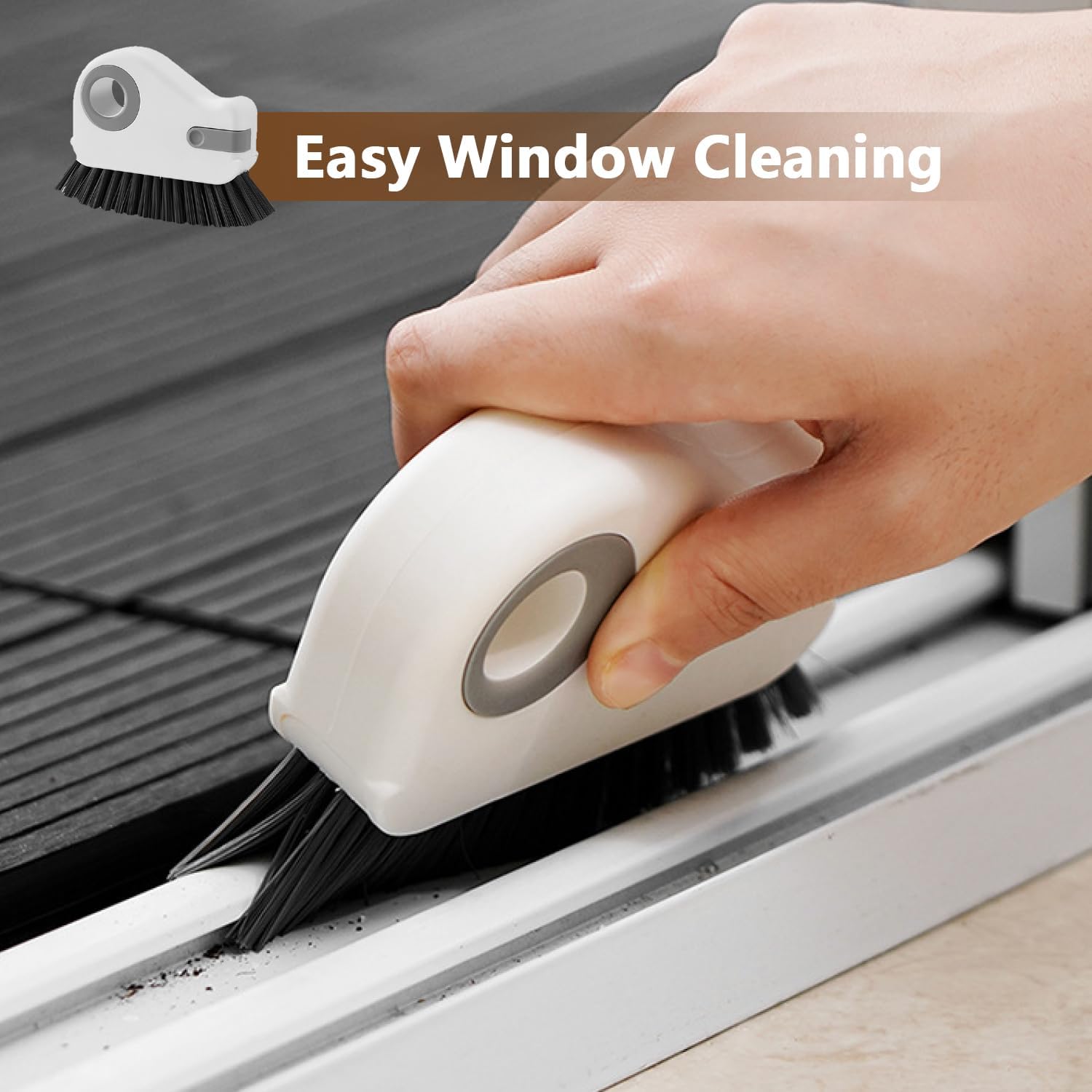Brosse Multifonctionnelle Rainure et Rail | Nettoyage Facile et Rapide pour Fenêtres, Salle de Bain, Cuisine | Lot de 2 - Image détaillée