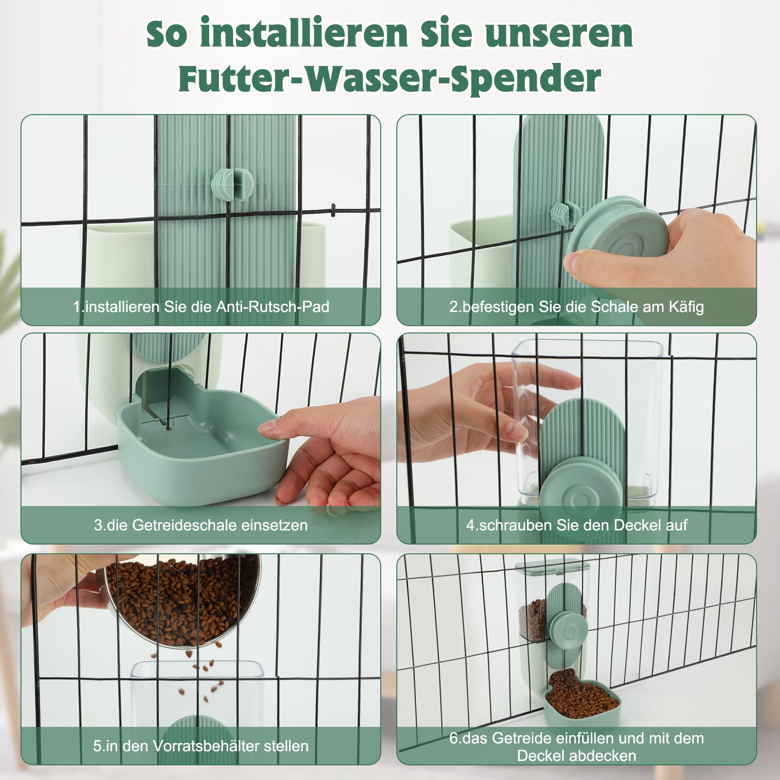 HYLYUN Juego de dispensador de agua y comedero para conejos, ​1 L de gran capacidad