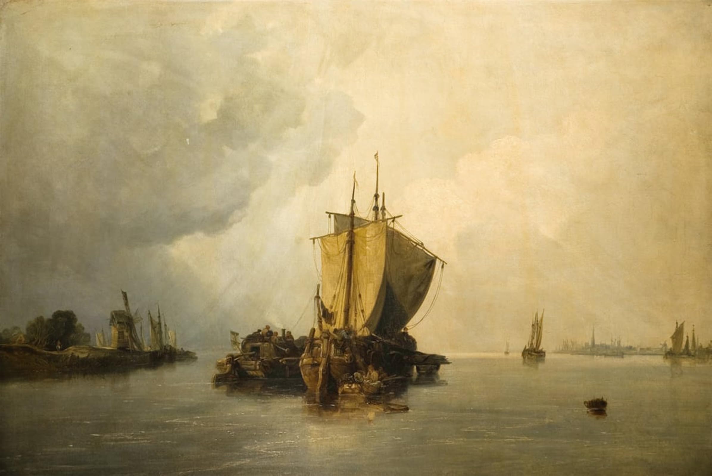 POSTERIIk Vintage Classic Picture Landscape Artwork the Mouth of Sheldt by William Muller Portrait Canvas Painting for Office Home Decor 60x90cm