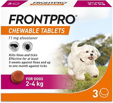 FRONTPRO Chewable Tablets Flea & Tick Treatment for Dogs 2 4kg 3 Pack