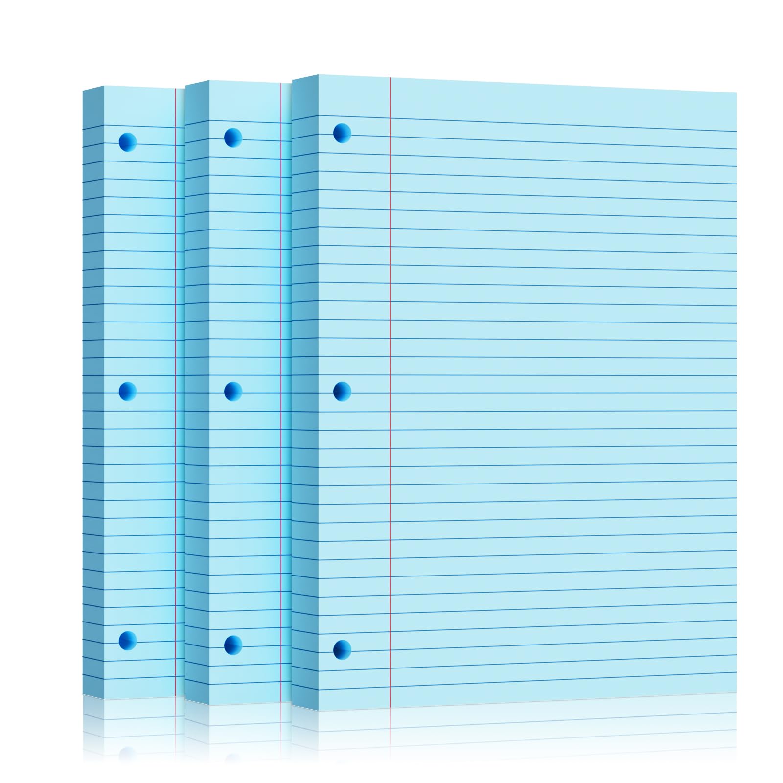 Blue Loose Leaf Paper 300 Sheets 8" x 10.5" Filler Paper, College Ruled 3-Hole Punched, Notebook Paper for 3-Ring Binders Notepad Writing Note Pads