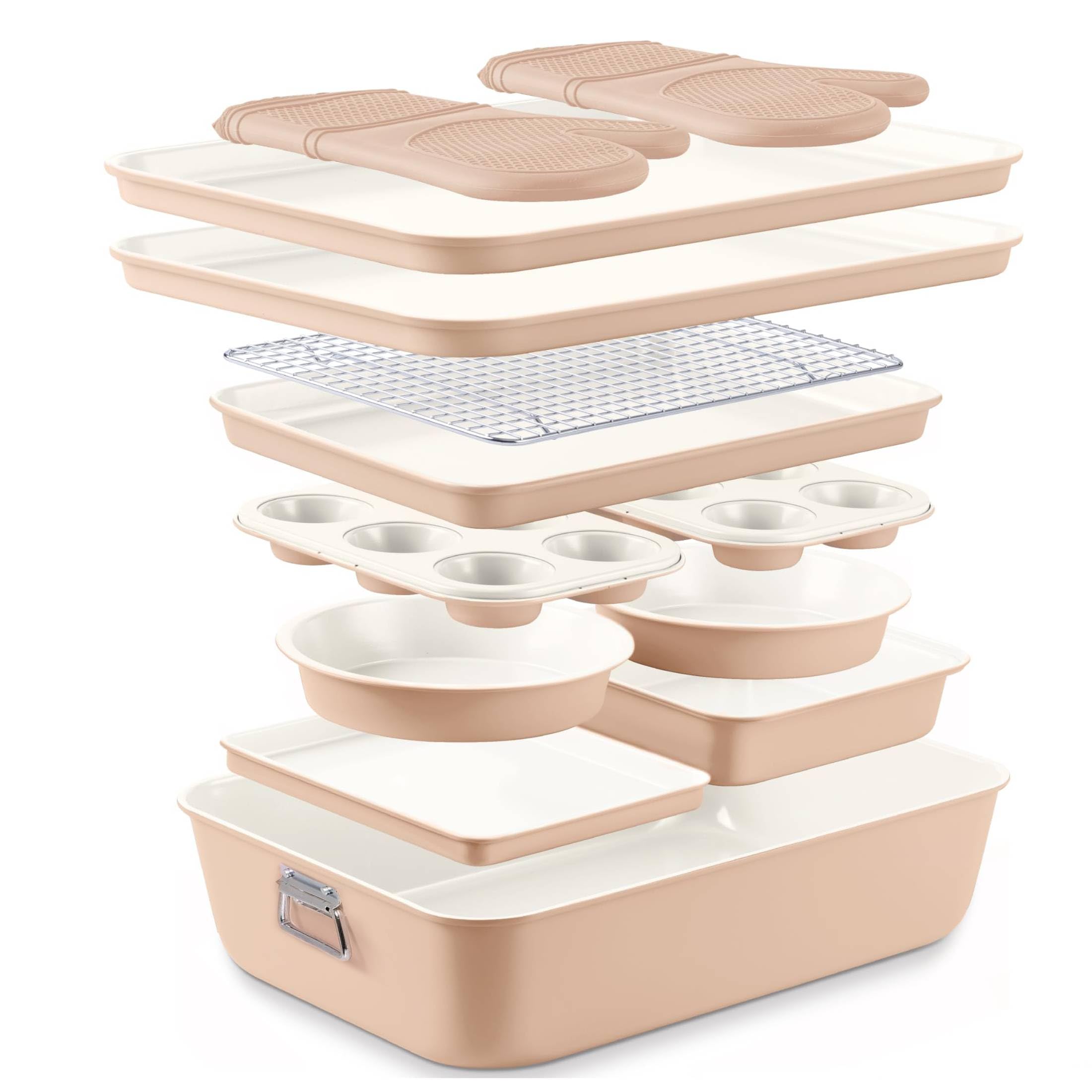 Country Kitchen Nonstick Bakeware Set - 13 Pcs Sage -10