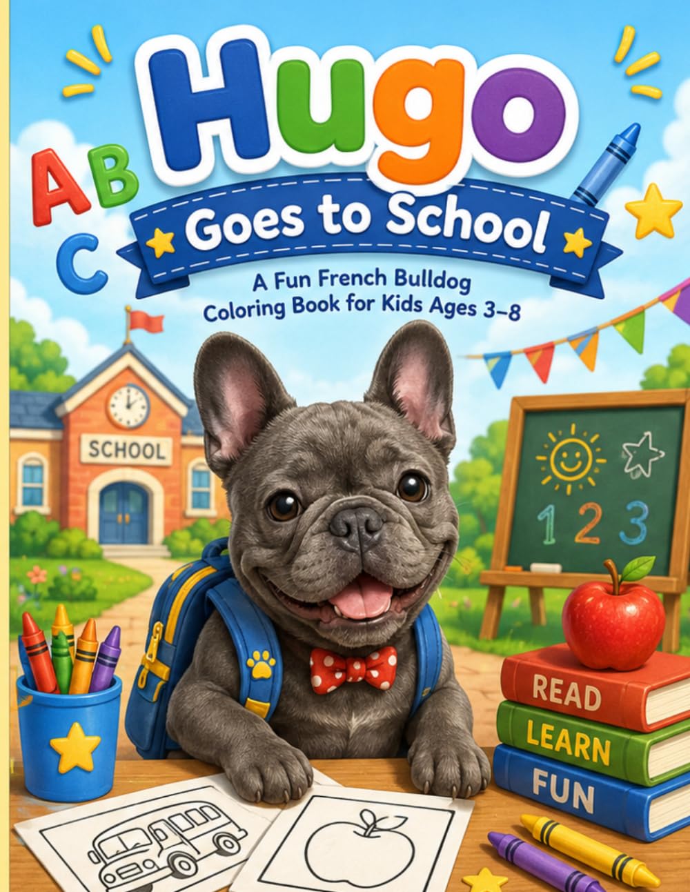 Hugo Goes to School: A Fun French Bulldog Coloring Book for Kids Ages 3–8 (Hugo The Frenchie)
