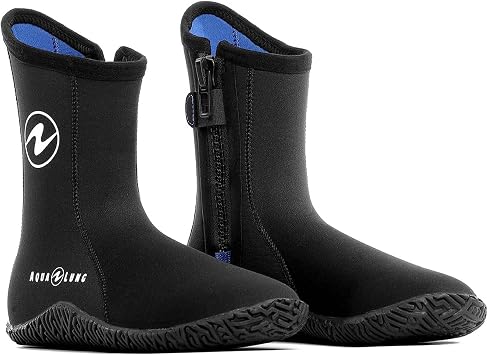 AQUALUNG Unisex Echozip Dive Boots - Durable Warm Flexible Neoprene Scuba Diving Boots for Men & Women - Enhanced Protection, Slip-Resistant Treaded Sole & YKK Zippers