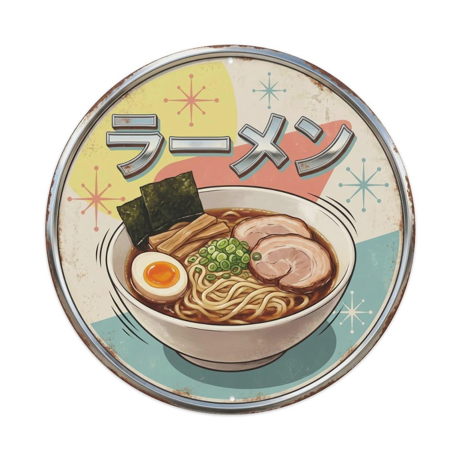 Cxhjca 8X8inch(20X20cm) Ramen Japanese Shop Classic Diner Cuisine Restaurant Metal Tin Sign