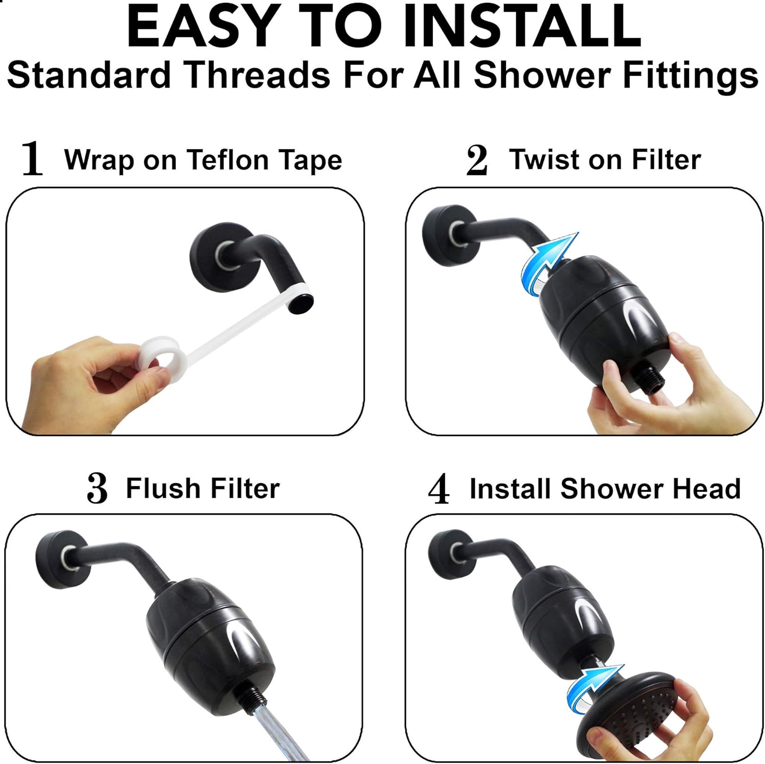 Aqua Elegante Shower Water Filter For Shower Head - Universal Home Showerhead Filters To Remove Chlorine + Hard Minerals - Purifier And Filtered Softener System Best With Charcoal - Oil-Rubbed Bronze