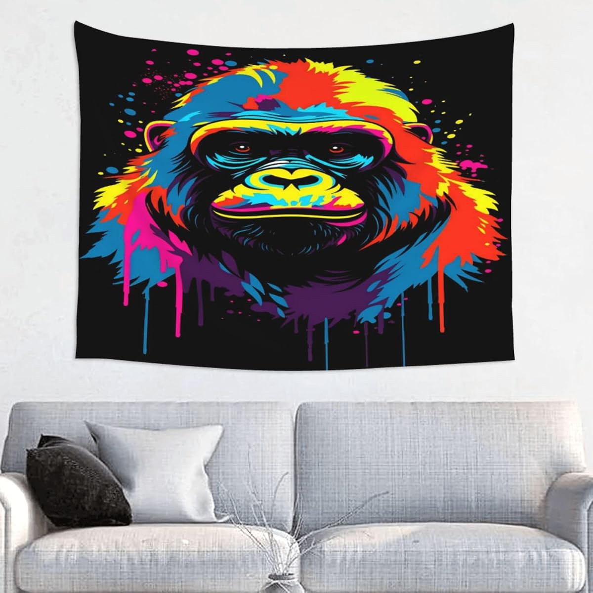 haigof Colorful Gorilla Tapestry Banner Wall Hanging Wall Art Print Poster for Bedroom Living Room Decor 29X37 In
