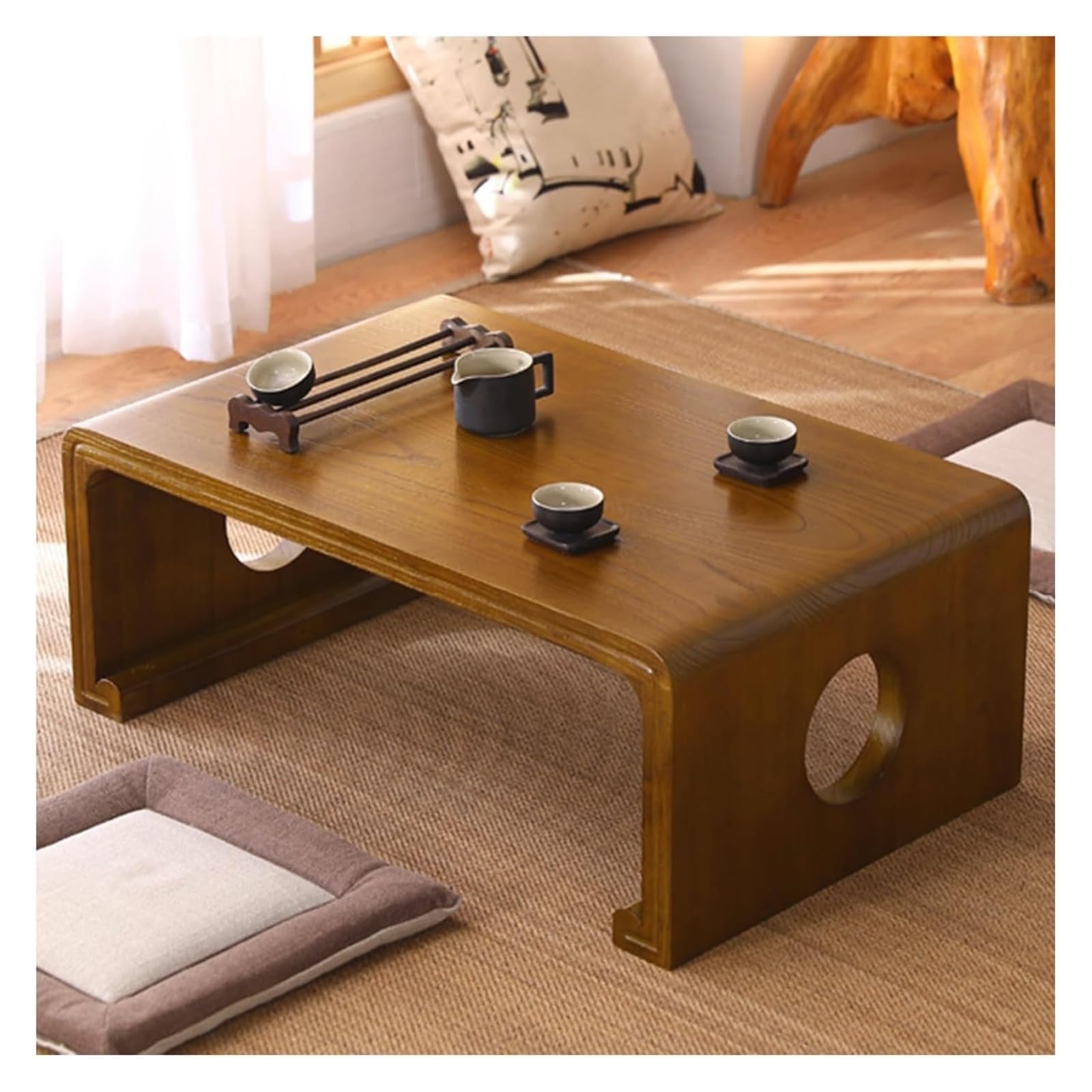 Table basse japonaise pliante en bois pour apéritif au salon
