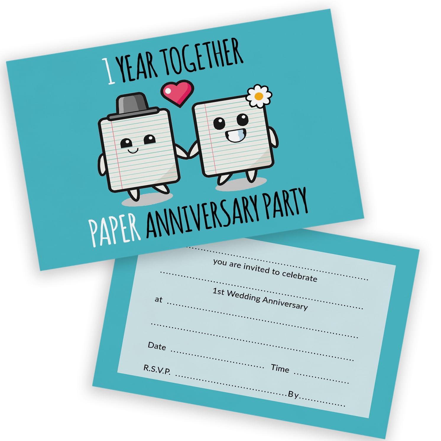 1st Anniversary Party Invitations - 1 Year Together 20 Pack - Wedding Anniversary Invitations for Friends Family A6 Party Invites Invitation Cards with Folding Envelopes
