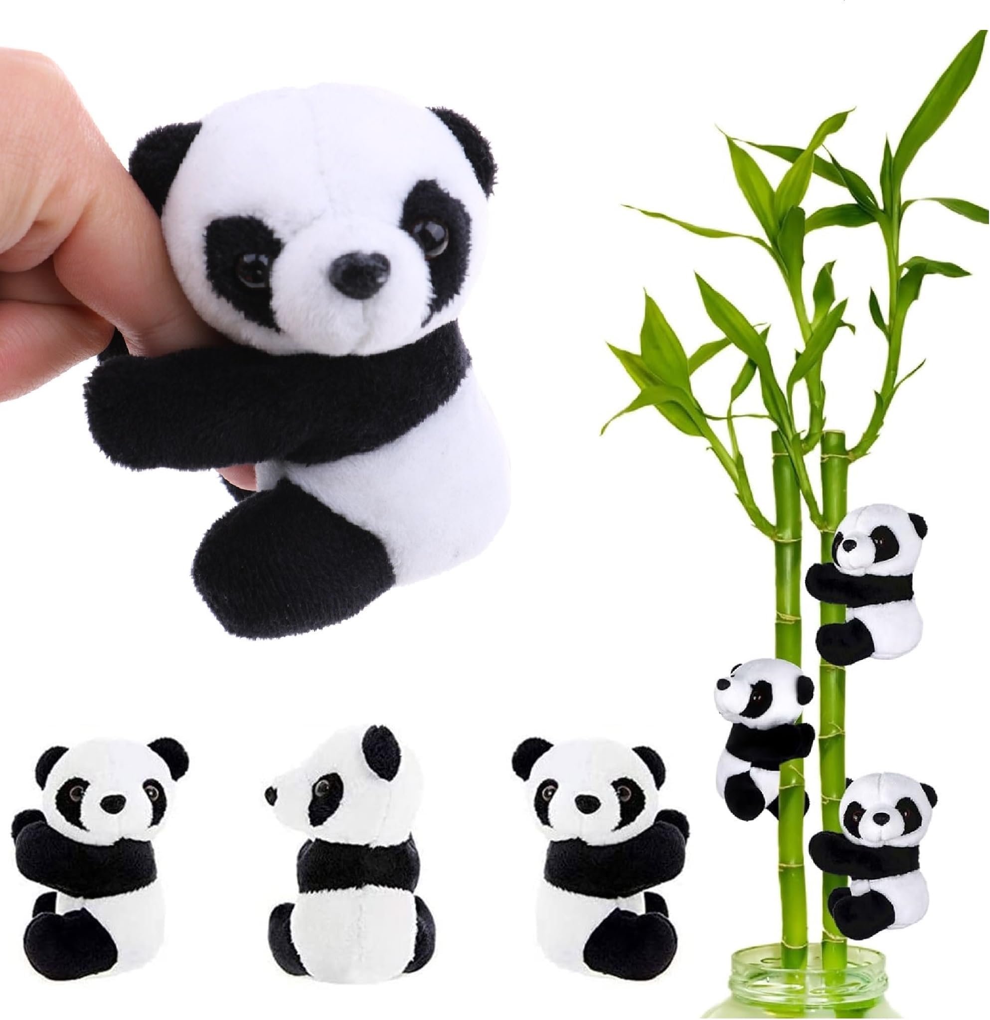 9 Pcs Finger Panda Plush Clips Curtain Holder Stand Note Memo Clips Photo Holder Cute Panda Toy Doll Finger Kids Toy, Home Decoration Plant Pots Bonsai Craft Decor, Chinese Style Souvenir