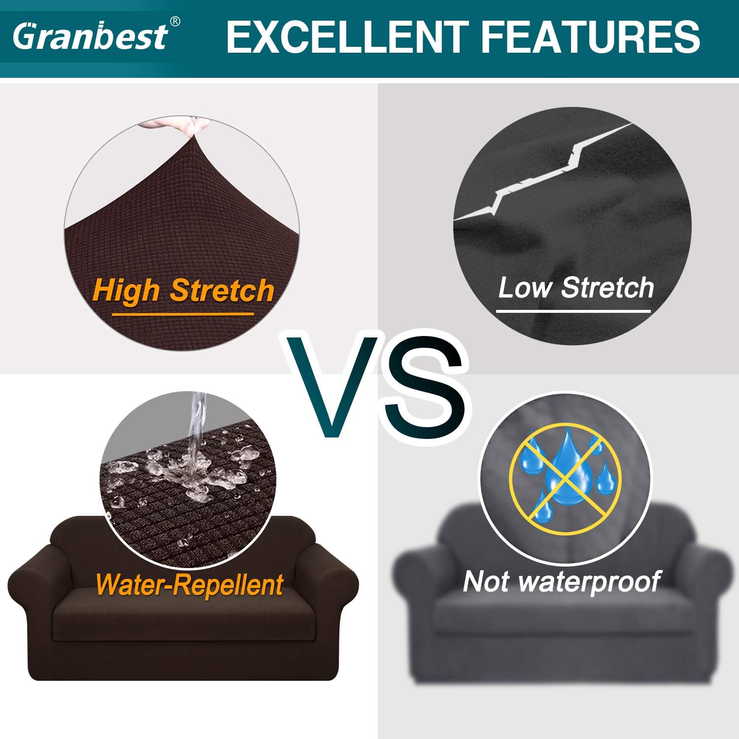 Chеареѕt 🛒 Granbest Premium Water Repellent Sofa Cover 2-Piece High Stretch Couch Slipcover Super Soft Fabric Couch Cover (Chocolate, XLarge-2 Pieces) Grеаtеѕt Prоduсt Granbest Premium Water Repellent Sofa Cover 2-Piece High Stretch Couch Slipcover Super Soft Fabric Couch Cover (Chocolate, XLarge-2 Pieces)