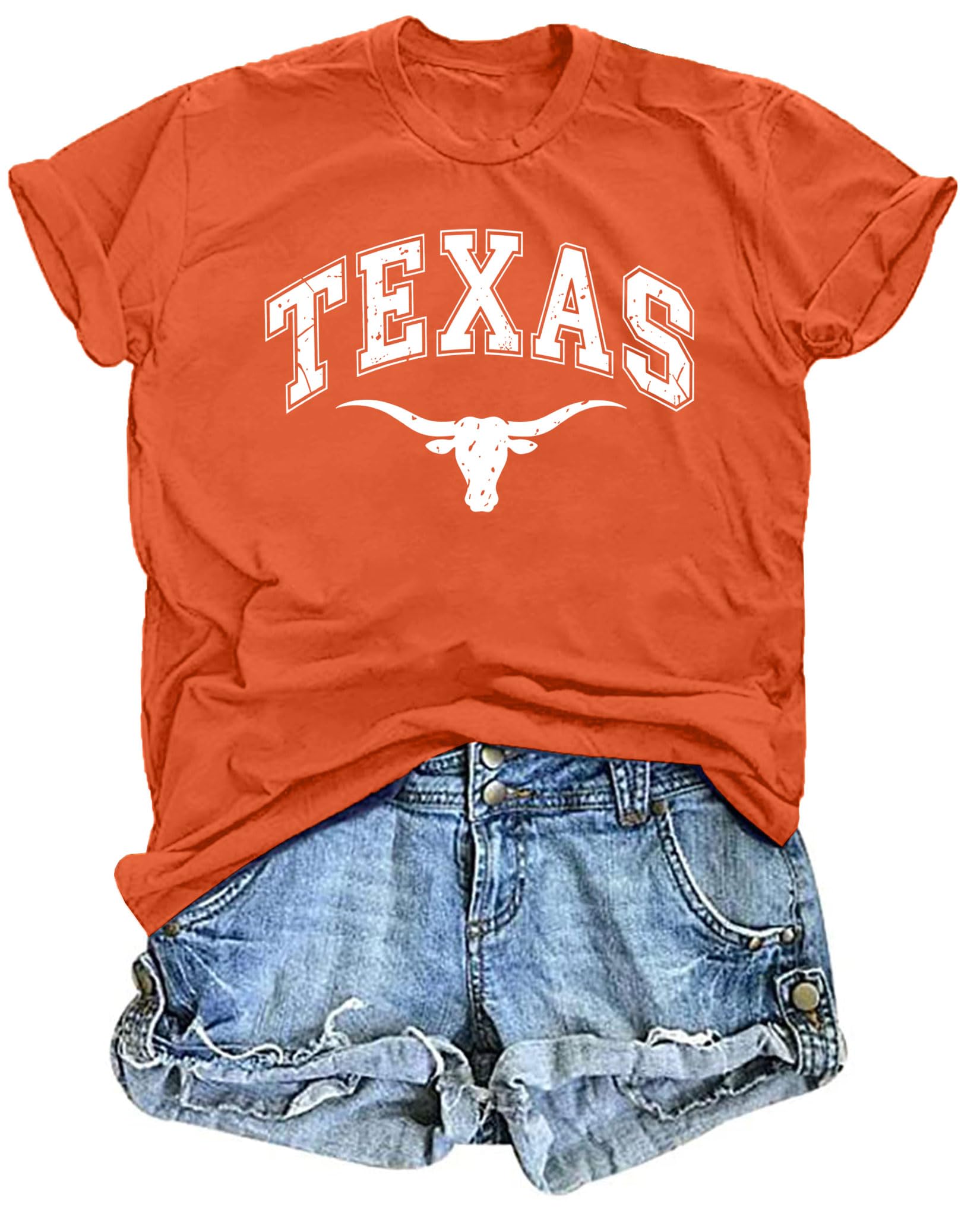 Texas Shirts for Women Texas Letter Print Tee Shirts Casual Cowgirl Tops