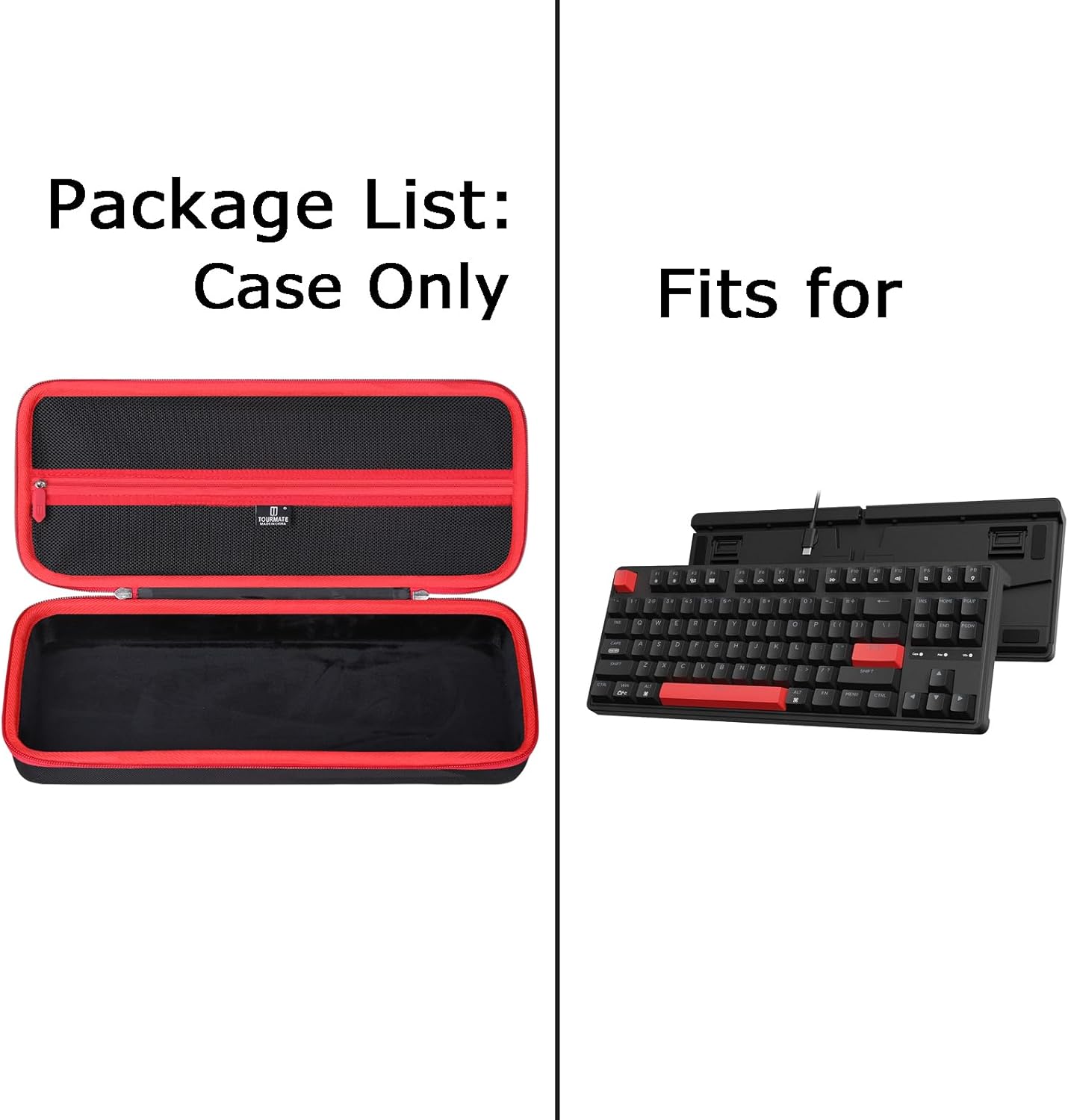 Hard Storage Case for Keychron QMK/VIA/Aula F75 Pro/WIN68 HE/RedThunder 60%/GEODMAER 65% Gaming Keyboard,Travel Case for EPOMAKER x Aula F75/Ajazz AK820 Pro Mechanical Keyboard(Only Box)(Black + Red) - Image 6