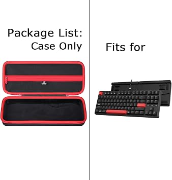 Keychron QMK/VIA/Aula F75 Pro/WIN68 HE/RedThunder 60%/GEODMAER 65% Gaming Keyboard Hard Storage Case Travel Case for EPOMAKER x Aula F75/Ajazz AK820 Pro Mechanical Keyboard Box Only Black + Red