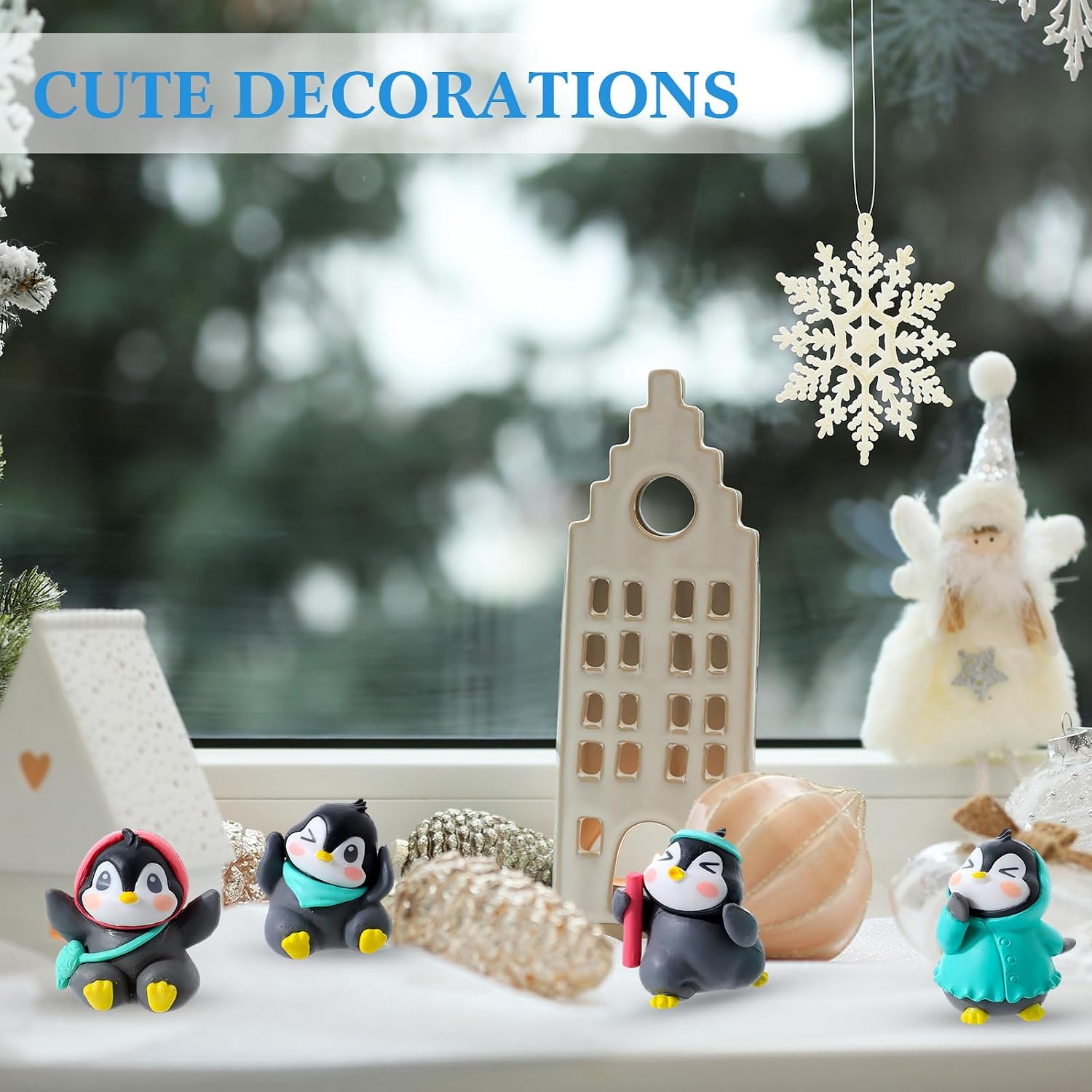 Arrowbash 48 Pcs Miniature Penguin Figurines Mini Winter Resin Penguins Collection Playset for Cake Toppers Decorations Mini Garden Micro Landscape Home Terrarium Crafts DIY Birthday Party Favor