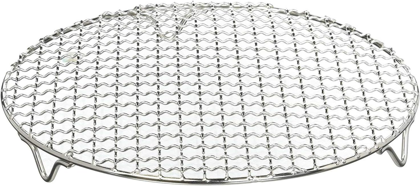 Chris-Wang 1Pack Multi-Purpose Round Stainless Steel Cross Wire Steaming Cooling Barbecue Rack/Carbon Baking Net/Grill/Pan Grate with Legs(10Inch Dia)