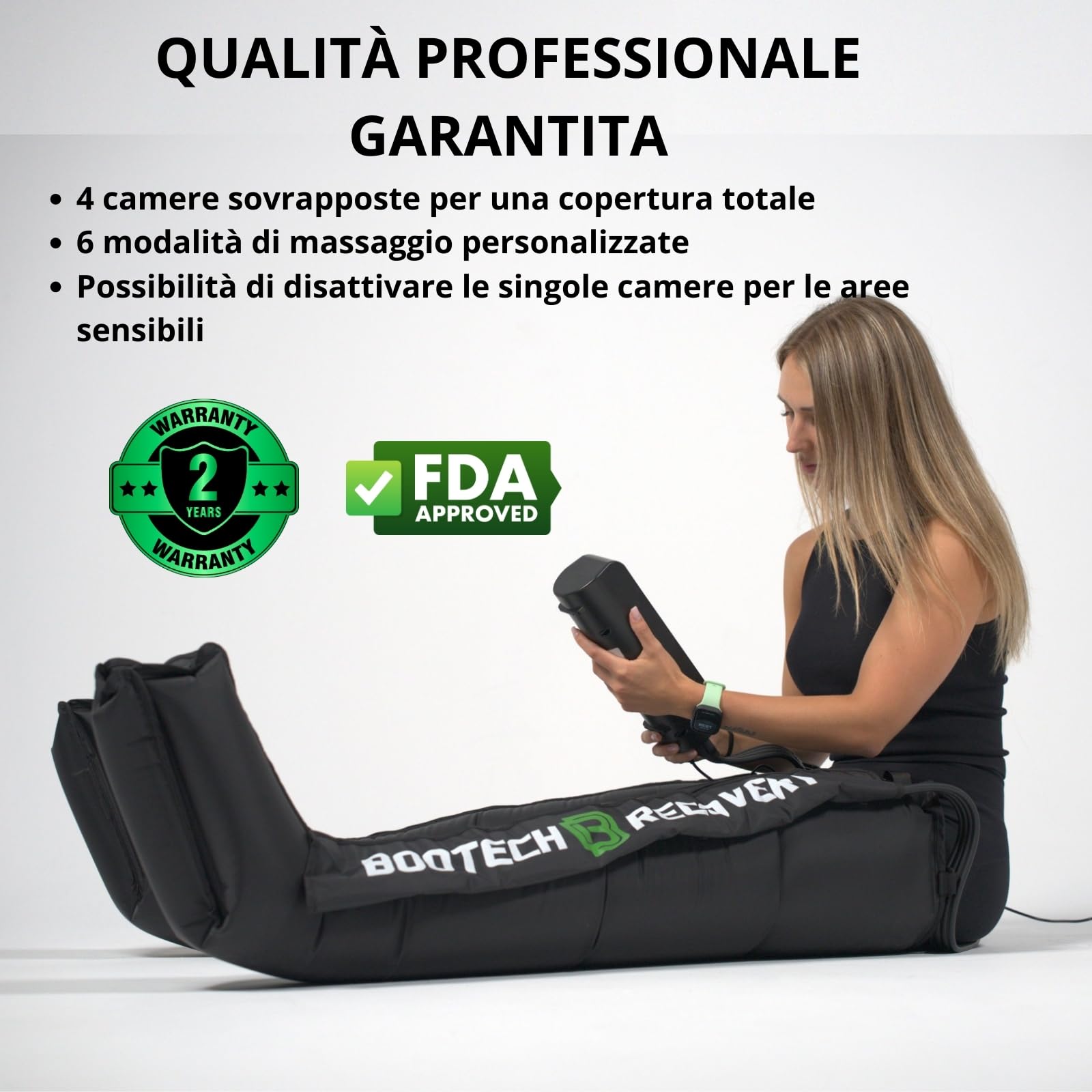 BOOTECH Pressoterapia professionale per casa,massaggiatore per gambe e piedi stanchi,migliora la circolazione del recupero muscolare drenaggio linfatico ritenzione idrica cellulite qualità prezzo (L)