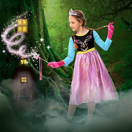 Miniatura 5 de Lumiparty Disfraz de princesa de Halloween para niñas, color rosa, ideal para Navidad, cumpleaños, juegos de rol y cosplay (tamaño niña)