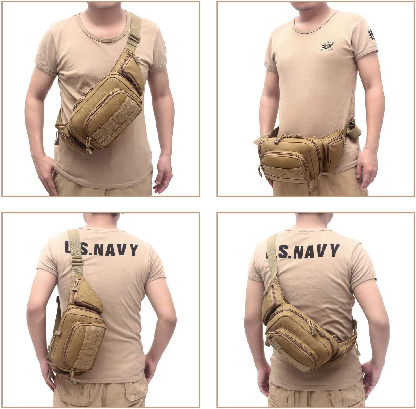 Forfire Tactical Fanny Pack Waist Bag Military Concealed Carry Backpack Chest Pouch Gun Holster Men Hip Bag for Hunting Hiking Fits 1911 and G 17,19,20,21 Fits up 55" in Waist (Tan) : Sports & Outdoors