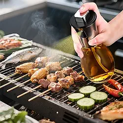 Pulverizador de azeite de oliva para cozinhar 2 em 1, frasco dispensador de azeite de oliva para cozinha, recipiente de óleo para assar, fritadeira, salada, fritura, churrasco, assar (200 ml, círculo)