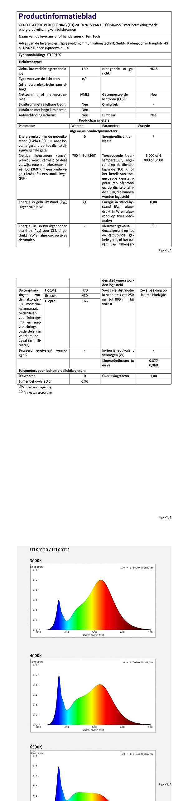 FeinTech LTL00120 - Lampada da scrivania a LED, dimmerabile, con manopola, colore: Bianco