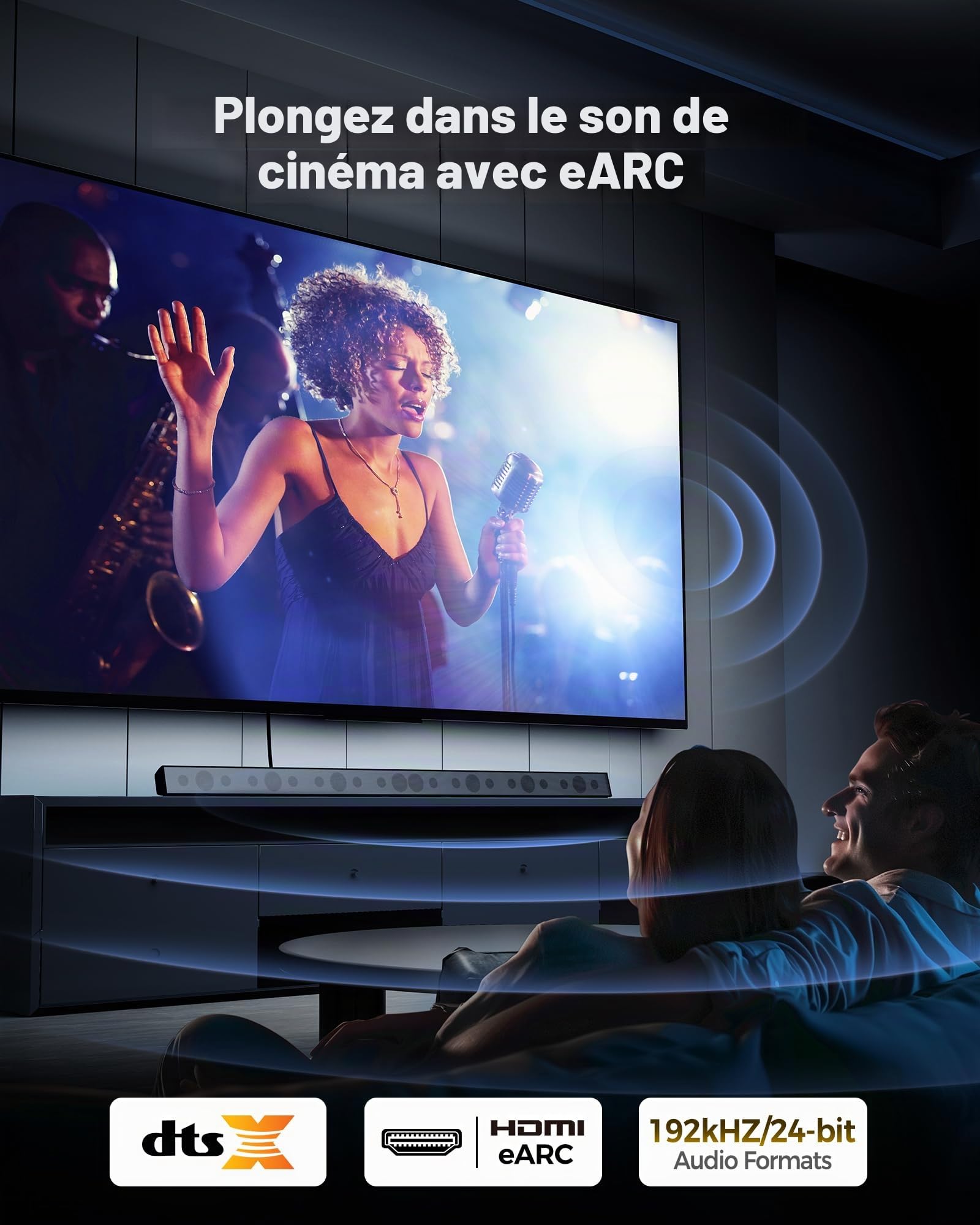 Silkland Câble HDMI 10K 8K 12m, Câble HDMI 2.1 PS5 4K@120Hz/144Hz, eARC HDR10 DTS:X HDCP2.3 pour HDTV/Barre de Son/Blu-ray/Projecteur/Ordinateur Portable/Ecran/PC