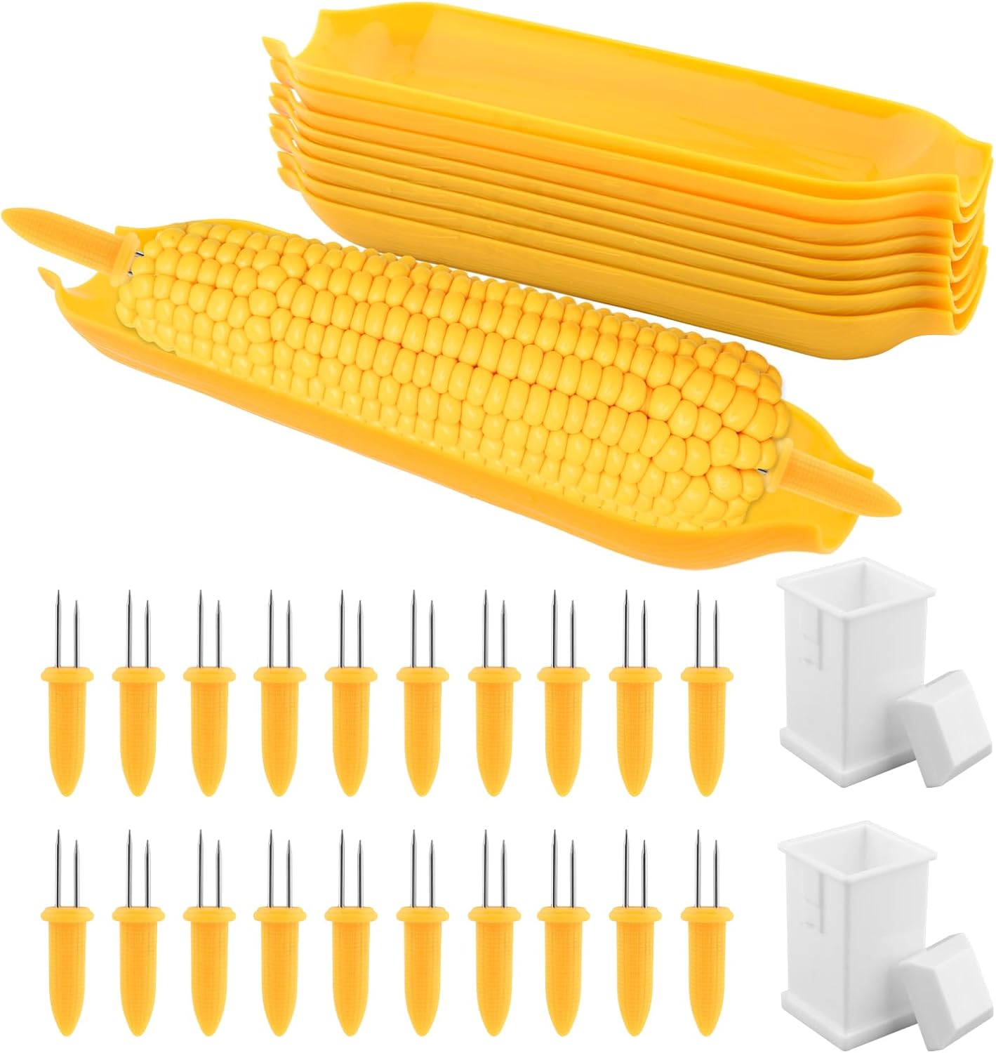 30 PCS Corn Cob Holders and Dish Set, Corn Cob Holders Corn