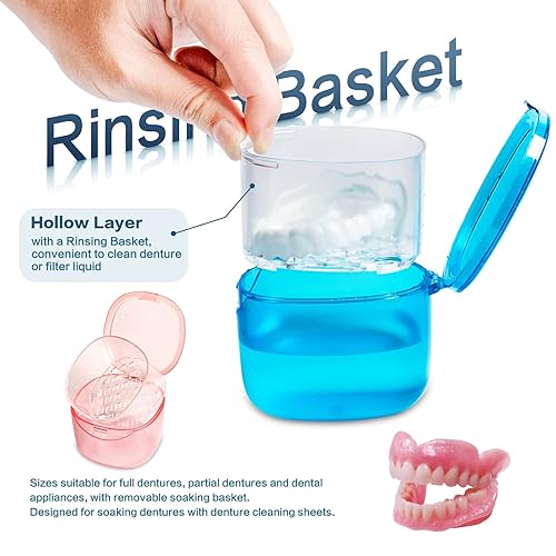 Miniatura 6 de 2022 Caja de baño para prótesis dental mejorada, estuche de limpieza para retenedores, cuidado completo para prótesis dental, estuche para