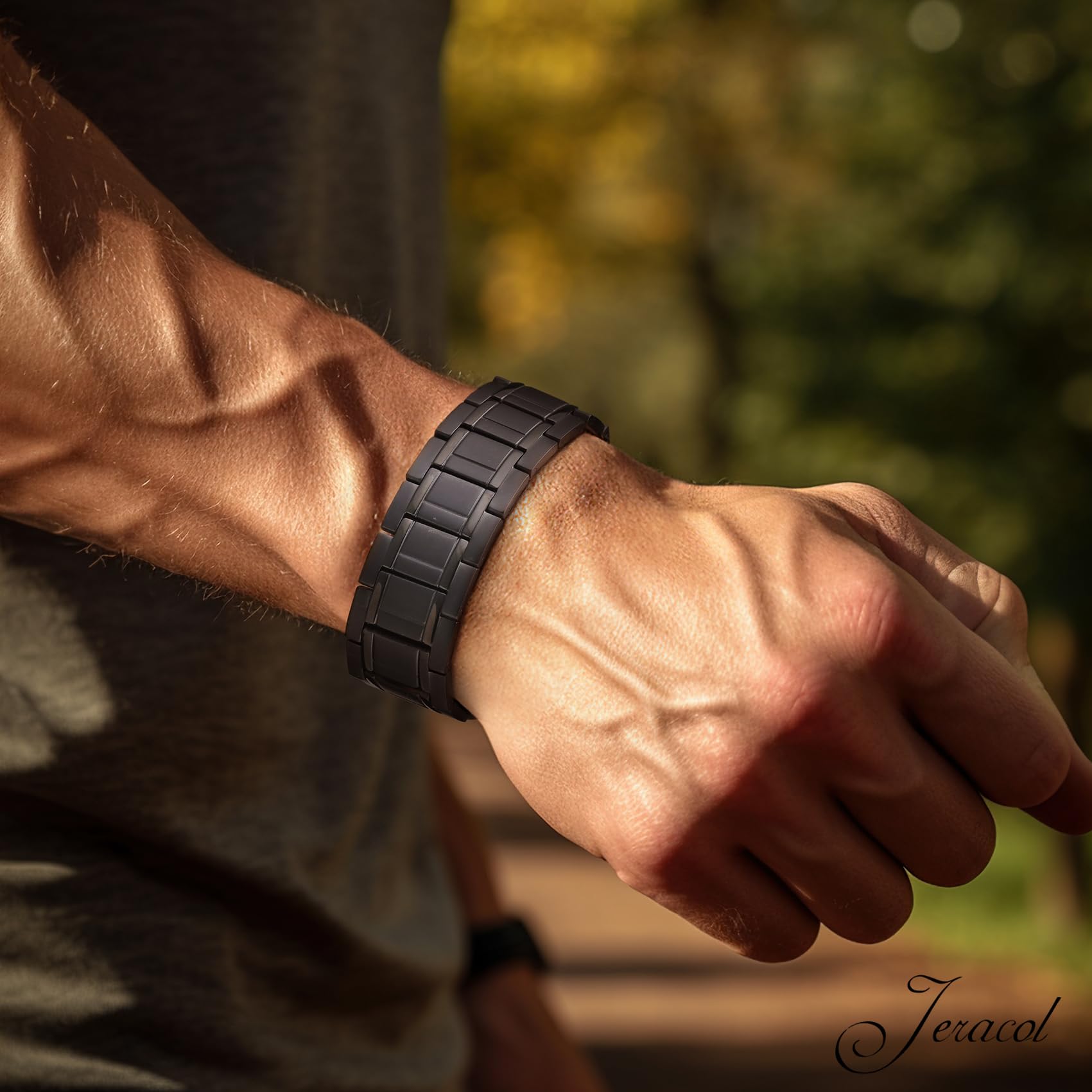 HHRFCS Magnetarmbänder für Herren, 3 x ultrastarke Magnete mit einzigartigem Faltverschluss, superleichtes Titan-Magnetarmband für Jahrestag, verstellbare Größe und Geschenkbox