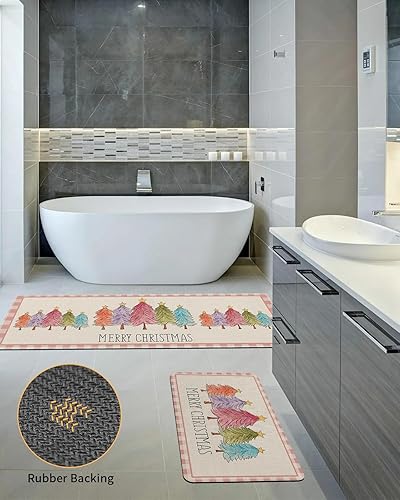 Miniatura 5 de Tapete de baño de Navidad a cuadros para bañera, antideslizante, de secado rápido y absorbente, tierra de diatomeas, fregadero, dormitorio, cocina,