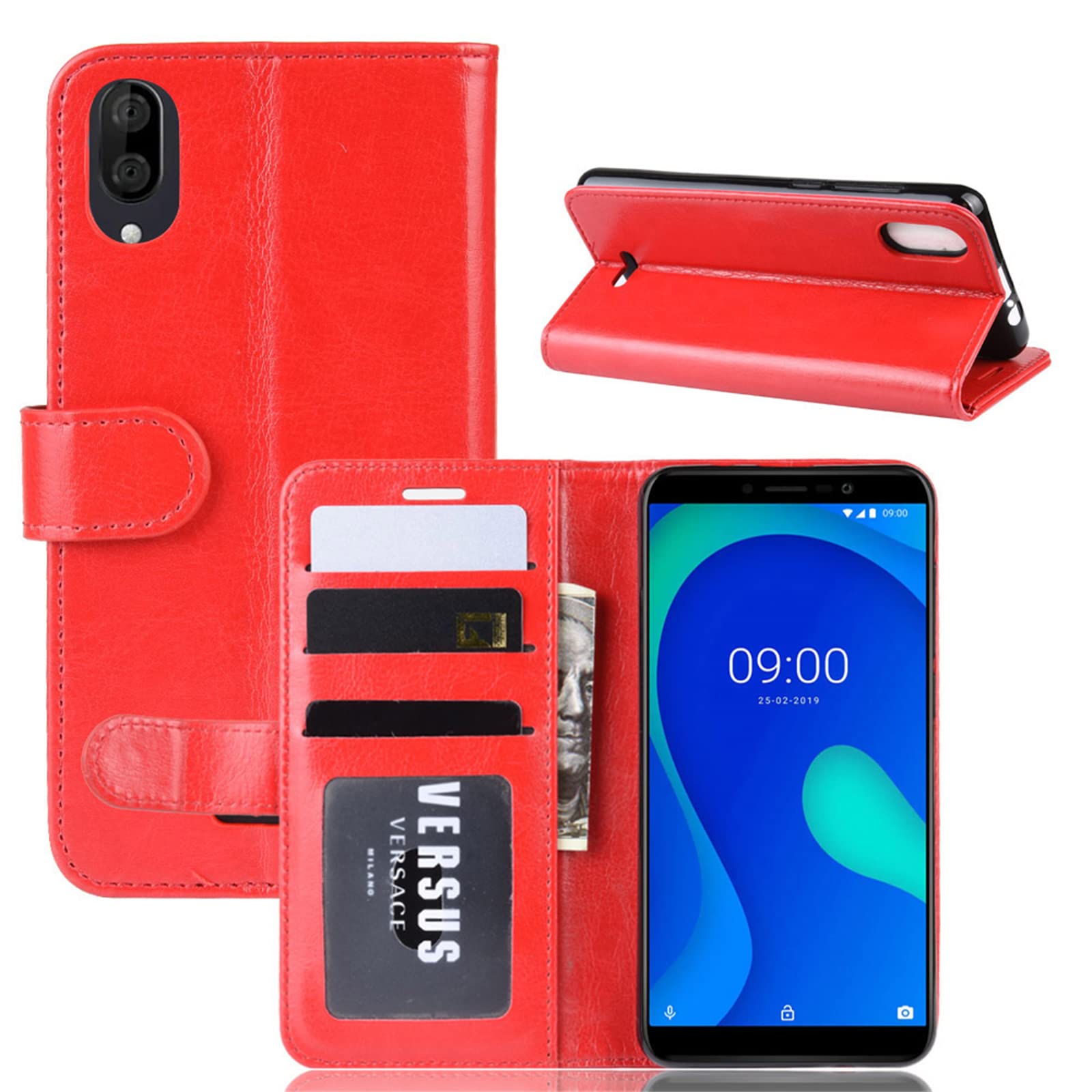 Custodia Portafoglio In Pelle Per Wiko Y80 – Con Slot Carte E Supporto – Flip Cover Magnetica